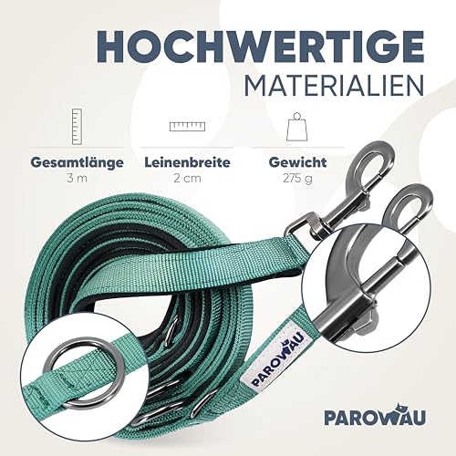 PAROWAU Hundeleine 3m [4-Fach verstellbar] + Hundespielzeug Ball [Zahnpflege Hund] Leine Hund Hundezubehör Hundeleine für große Hunde Hundespielzeug Intelligenz Hundespielzeug unzerstörbar (türkis)
