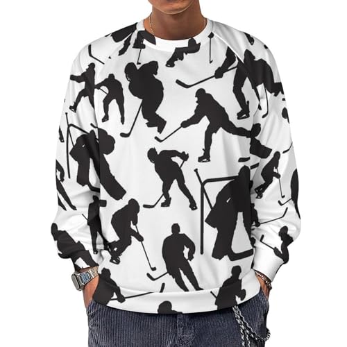 Sweat-shirt de hockey sur glace pour homme à col rond et manches longues