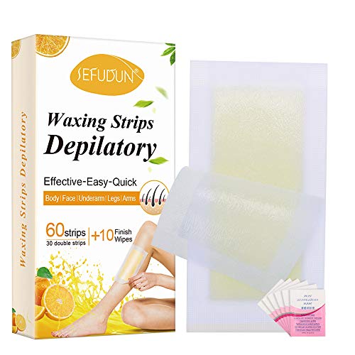 Hair Removal Wax Strips, Wax Strips Kit for Arms, Legs, Underarm Hair, Hair Removal Contains Strips - 60 Strips