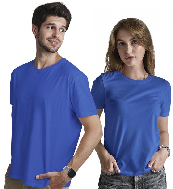 Image of INDISSH Couple T Shirt for Men and Women| Anniversary | Mens & Women Cotton Printed Tshirt| Husband Wife Valentine Tshirt Gift | Solid Plain Tshirt