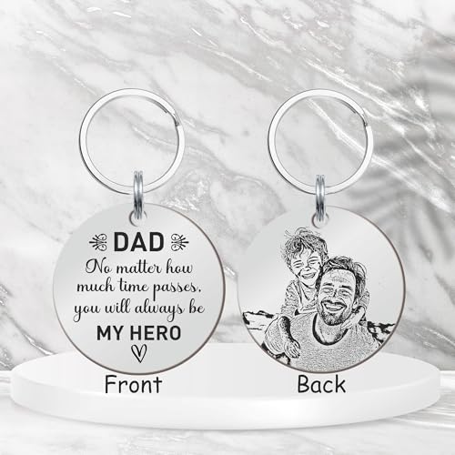 Image of Father's Day Gifts, Dad Birthday Gifts from Daughter Personalised Daddy Photo Keyring - The Moment You Became My Daddy | Personalised New Born Baby Gift