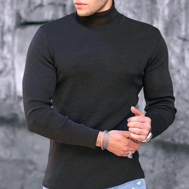 Men's Turtleneck Pullover Long-Sleeved Sweater Winter Warm top4