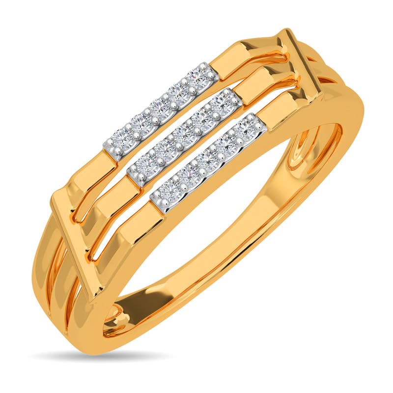 kisna 14k / 18k Real Gold & Diamond Ring | Diwali, Rakhi Rakshabandhan Gift for Brother, Husband | With Certificate of Authenticity & BIS-Hallmarked Gold Jewellery | Three Row Diamond Ring For Him-picture-16