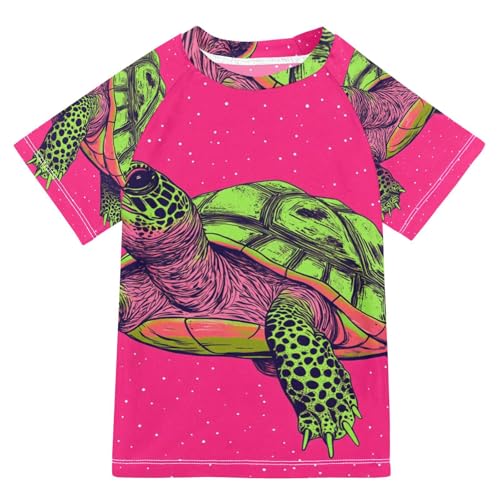 Jucciaco Boys Swing Shirts Red Sea Turtle Graphic Rashguard Short Sleeve Kids T-Shirts Sun UPF 50+
