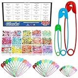 Glarks 495pcs 19/28/32mm Multicolore Sharp Edge Safety Pin Kit, 11 Couleurs Pins de sécurité en métal, Pin de sécurité Lourdes en Vrac, Fixation Pins de sécurités