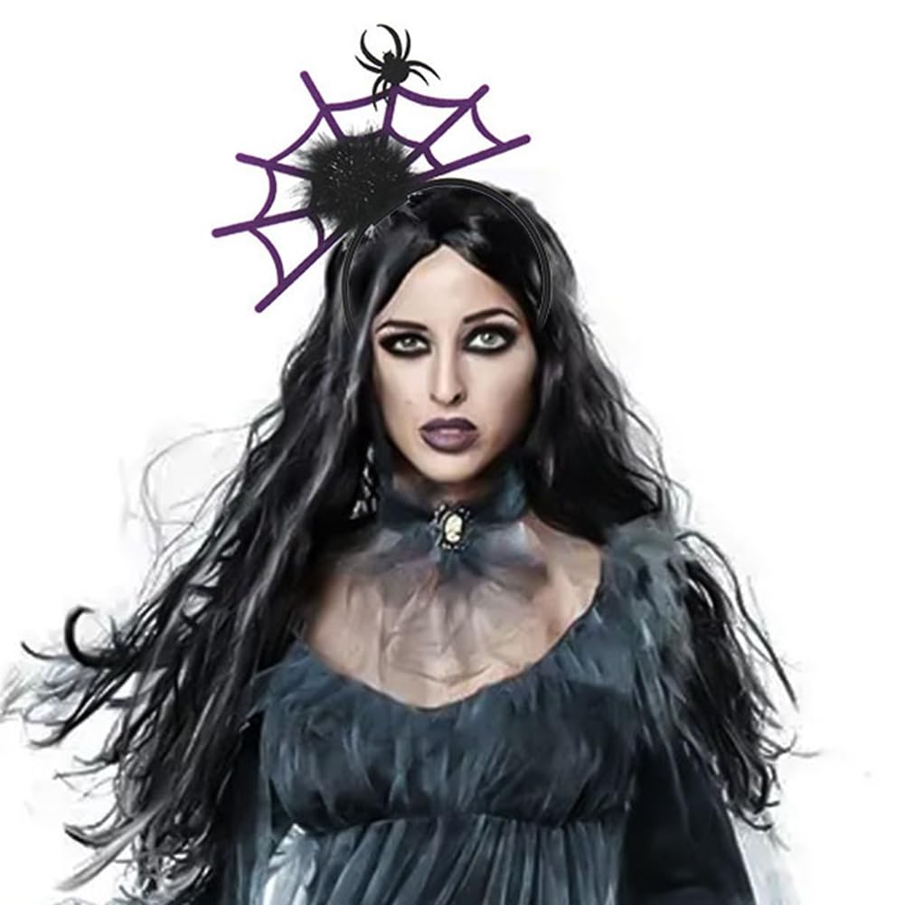2 Stück Halloween-Spinnennetz-Stirnbänder – Schwarz, Mit Spinnen-Dekor, Für Kostüm, Cosplay & Partys