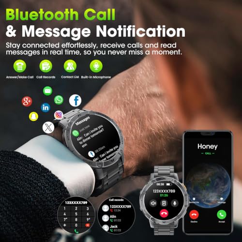 Military Smart Watch for Men, 1.7" Smartwatch with Flashlight & SOS Light - image 6