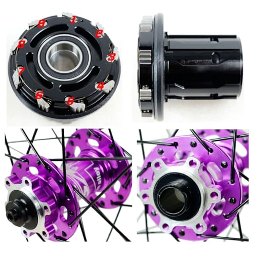 Roues de VTT violettes à disques compatibles cassette 7-12v