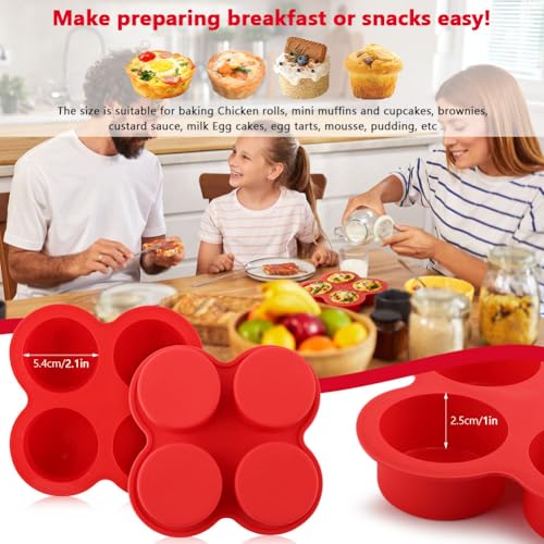 Yuanfenron 2 Pack Silicone Egg Bite Molds with 1 Spatula & 1 Brush, 4 Cups Silicone Air Fryer Baking Pan Non-Stick for Egg Bites, Cupcake, Tart, Frittata, Quiche, Muffins, Cornbread - Thumbnail 7