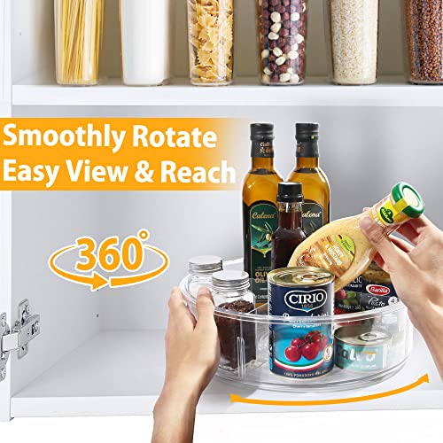 Lotfancy Lazy Susan Organizer, Pack Of 2, 12” And 10” Round Lazy Susan Turntable For Cabinet, Clear Plastic Rotating Storage Container For Table, Pantry #TOP4