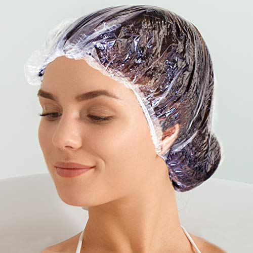 Blue Donuts Disposable Shower Caps 100 Pieces Clear Plastic Shower Hair Caps
