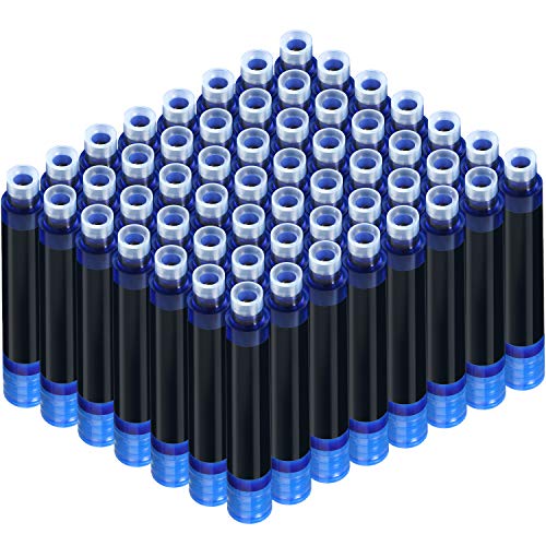 120 Pieces Fountain Pen Ink Fountain Pen Cartridges Pen Refill Cartridges with 3.4 mm Bore Diameter for Calligraphy Pen Fine Writing, 2 x 0.24 Inch (Blue)
