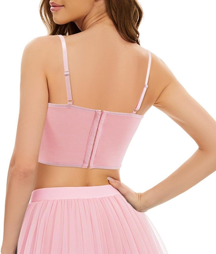 Testudineus Women's Butterfly Embroidery Crop Top Spaghetti Strap V Neck Sleeveless Corset Top Rave Party Club Top Tee - Image 3