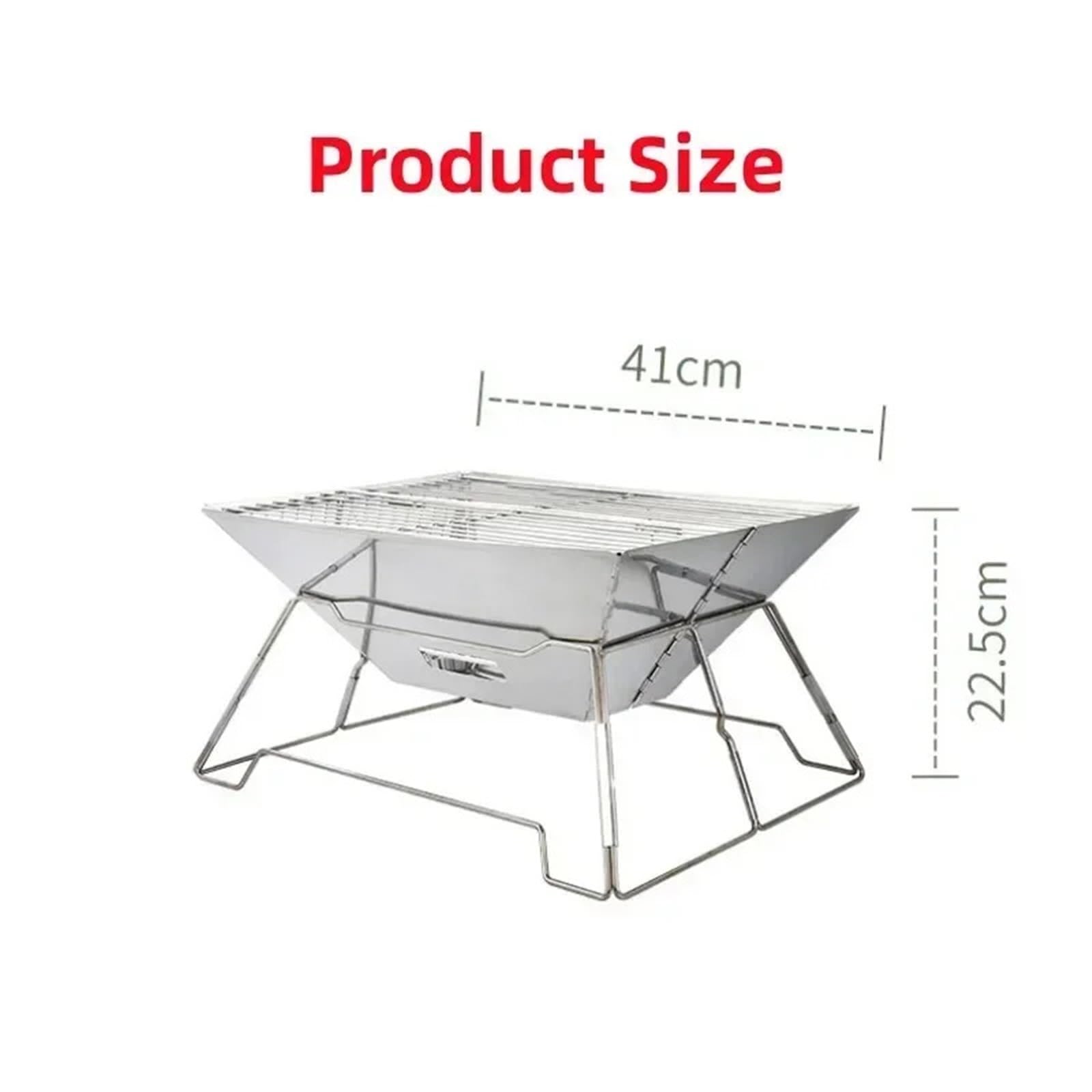 Parrilla plegable de acero inoxidable para exteriores, fácil de montar, portátil, para camping, parrilla de carbón para el hogar