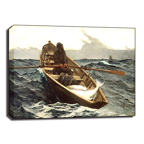 Hhgaoart Old Man And The Sea Painting Fishing Row Boat Ocean Poster Painting On Canvas Bedroom Wall Art Decoration Pictures Home Decor (No Frame,16X24Inch) #TOP9