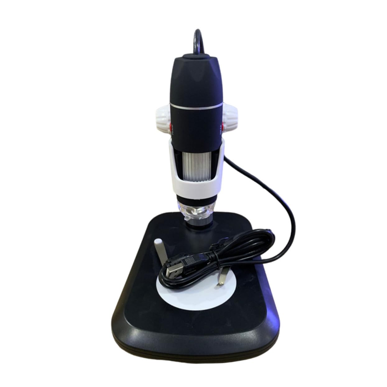 Microscopio Digital Portátil 1600x Negro de Abs USB | Luz LED Ajustable, para Joyería y Monedas, Formato Compacto de Bolsillo