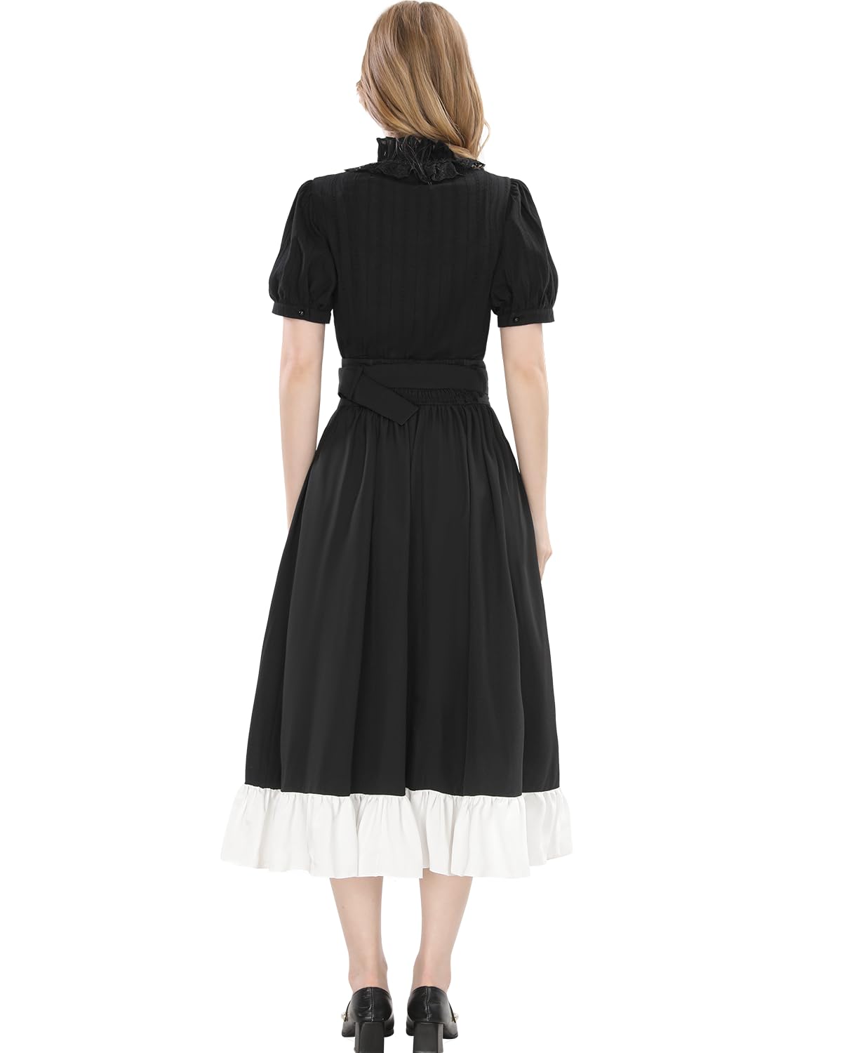 Fiamll Mittelalter Victoria Bluse mit Spitzenkragen Rüschen Gothic Vintage Top für Steampunk Party
