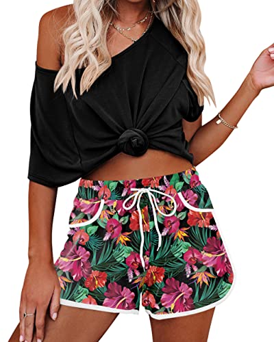 Image of For G and PL Women Summer Floral Beach Boardshorts with Pockets Swim Trunks