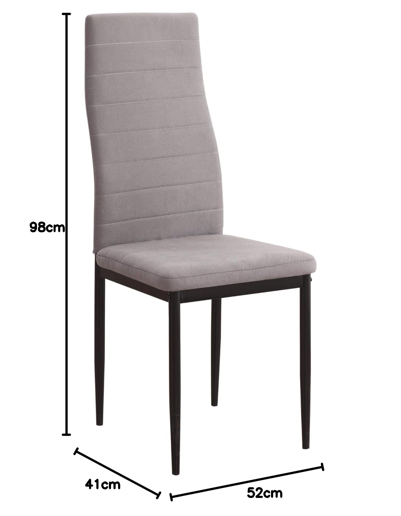 Genérico M1C - Pack 6 Sillas de Comedor Yuri, Respaldo y Asiento tapizado en Tela jarama Color Marengo, Sillas ergonómicas (Patas Color Negro)
