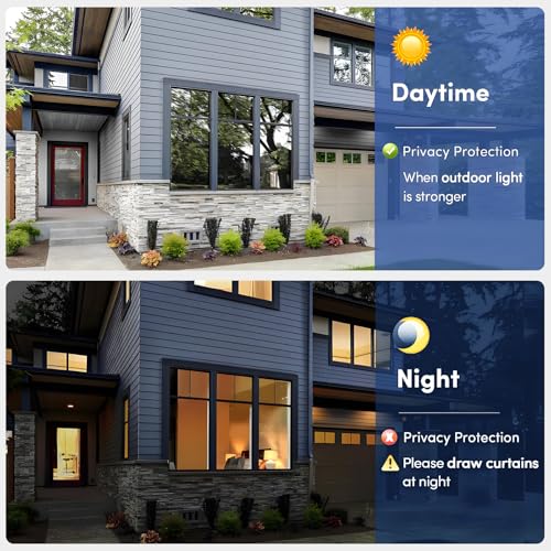 Image of Coavas One Way Privacy Window Film, Sun Blocking Reflective Window Film See Out Not in, Heat Control Window Tint for Home, Anti UV Static Cling for Windows Glass Door (Blue, 35.4 Inch X 6.5 Feet)