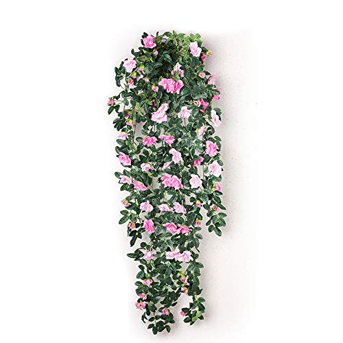 JUSTOYOU 5 FT simulación Artificial Flor Falsa Rosa Colgante de Pared Flor de Seda Rosa Colgante Plantas Artificiales Guirnalda para Boda hogar decoración al Aire Libre y decoración de Pared Púrpura