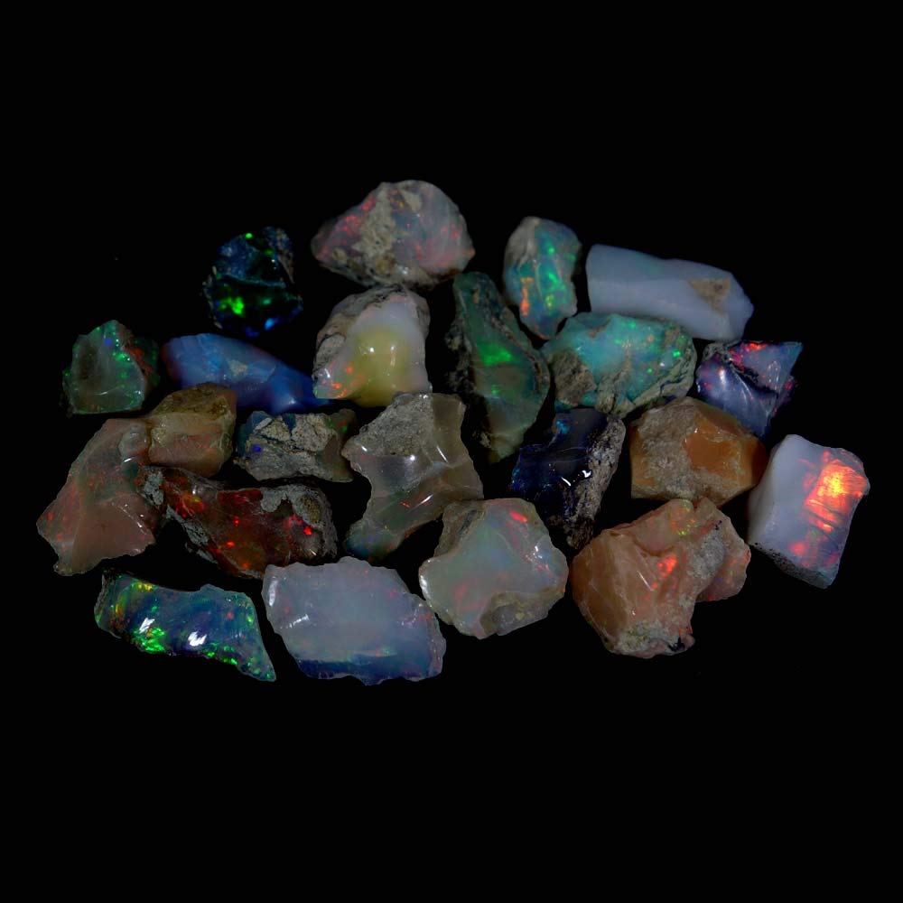 Duggu Govindstore 25.00 Cts Natural Aaa Grade Ethiopian Multi Fire Opal Rough Lot, Reiki Crystals And Healing Stones,Jewelry Making Gemstone, Ultra Fire Striking Opal,Certified Opal Gemstone 20456