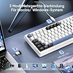 RedThunder K95 Kabellose Mechanische Gaming-Tastatur mit 1,88” Display & Knopf, QWERTZ 96 Tasten, Gasket, BT/USB-C/2,4GHz, Software, Hot-swap, Linear-Pink-Schalter, RGB, 8000mAh (Blau-Weiß) – Bild 4