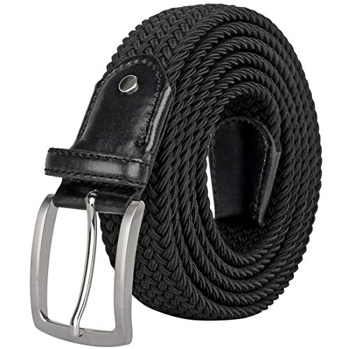 Drizzte Plus Size 55'' Mens Stretch Belts Big and Tall Belt Black