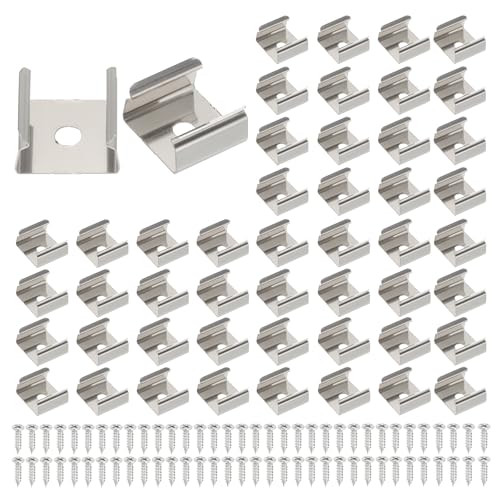 Image of PATIKIL LED Strip Clips, 70pcs Stainless Steel Mounting Brackets Fixing Clip Clamp Support Holder with Screws for 14mm to 15mm LED Strip Lighting Cable
