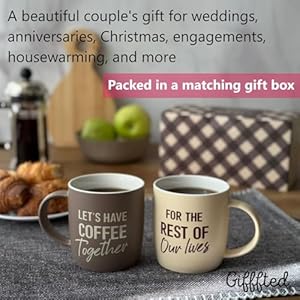 Triple Gifffted Let's Have Coffee Together Coffee Mug Set, Engagement Wedding Gifts for Couple, Bride and Groom Newlywed Bridal Shower, His and Hers, Mr and Mrs, Christmas, Valentine’s, Ceramic 13Oz Triple Gifffted Lets Have Coffee Together Coffee Mug Set Engagement Wedding Gifts for Couple Bride and Groom Newlywed Bridal Shower His and Hers Mr and Mrs Christmas Valentines Ceramic 13Oz