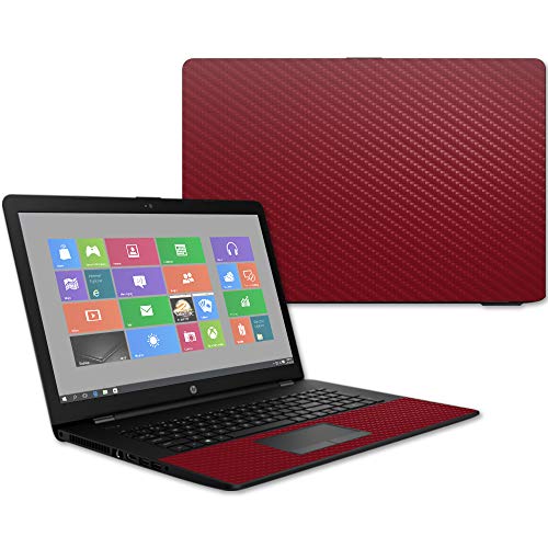 MightySkins Carbon Fiber Skin for HP 17T Laptop 17.3" (2017) - Solid Burgundy | Protective, Durable Textured Carbon Fiber Finish | Easy to Apply, Remove, and Change Styles | Made in The USA