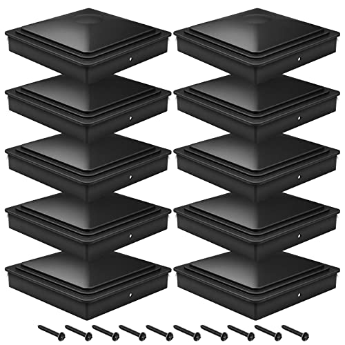 Delixike 10 Stück Pfostenkappen 9x9cm Zaun Pfosten Kappen, Deck Pfosten Plastikkappen mit freien Schrauben, PP Kunststoff wasserdicht schützen Holzpfosten Rott Proof und Anti-Cracking