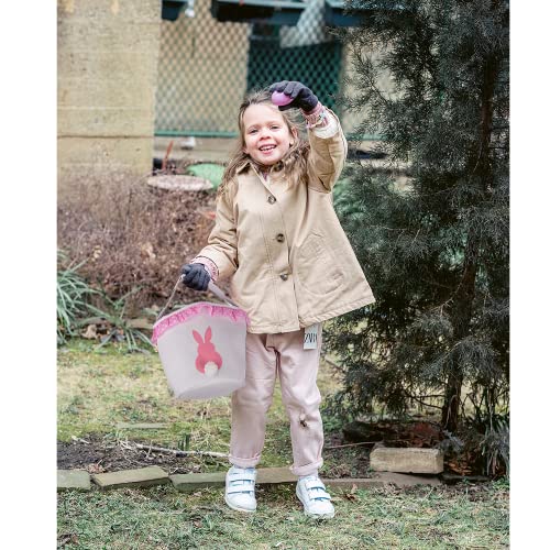 Image of Easter Bunny Baskets for Kids Empty Egg Hunt Bags, Rabbit Buckets with Handle for Carrying Candy Cute Stuffed Easter Festival Gifts