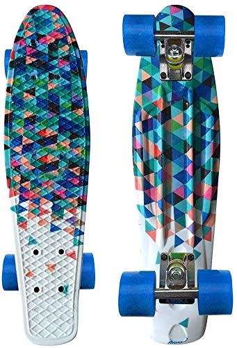 Bprtcra Monopatín Cruiser de 55,8 cm, para niños, adultos, retro, de una sola deformación, patineta de cuatro ruedas para principiantes, tabla de patín para niños y niñas