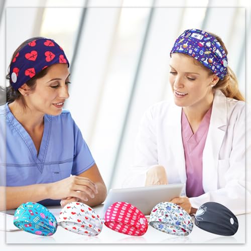 Tigeen-30-Pcs-Nursing-Headbands-for-Women-Cna-Accessories-Non-Slip-Nurses-Hair-Bands-with-Buttons-Doctor-Sweatband-Mask-for-Nurses-Christmas-Gifts-Elastic-Ear-Protection-Appreciation-Medical