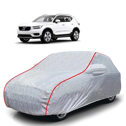 Image of Sulfar 100% Waterproof Car Body Cover Compatible with Mirror for Volvo X 40 (Triple Stitched, Full Bottom Elastic, Magic Silver with Red Piping)