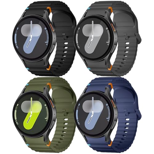Mastten 4 Stück Silikon Armbänder Kompatibel mit Samsung Galaxy Watch 7 Armband - Weiche Sport Band für Galaxy Watch 6 5 4 Armband 40mm 44mm - No Gap Band für 6 Classic / 4 Classic / 5 Pro/FE