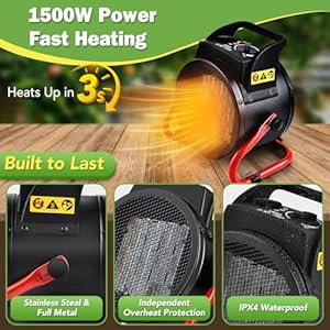 Greenhouse Heater with Thermostat, Auto Power Control with Digital Temperature Display, Fast Heating, Over Temperature Protection, Electric for Winter Plants, Grow Tent, Greenhouse, Flower Room, Patio Greenhouse Heater with Thermostat Auto Power Control with Digital Temperature Display Fast Heating Over Temperature Protection Electric for Winter Plants Grow Tent Greenhouse Flower Room Patio