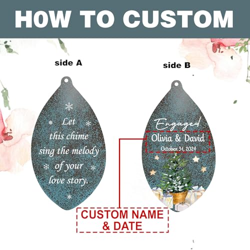 Image of ASTARIN Engagement Gifts Wind Chime, Personalized Names & Date Wind Chimes Gifts for Couple 2026, Wedding Gift for Newlywed Bride Groom Husband Wife, Gift Valentine's Day