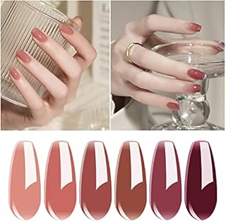 Vishine Jelly Gel Nail Polish Fall Winter Crystal Transparent Gel Polish Set Translucent Sheer Clear Dusty Rose, Red Burgundy, Skin Nude Gel Polish 6 Colors Gift Collection Manicure Kit 8ml