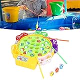 Segrehy Fishing Game Play Set 24 Fish 5 Poles Rotating Fishing Game Board With Music Function Educational Toy For Kids Toddlers Group Activities ABS Material - Image 2