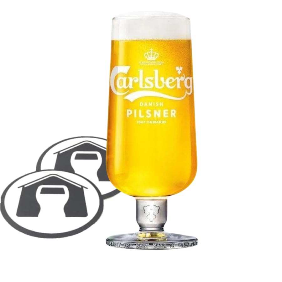 GarageBar | Pilsner Glass | Stemmed Beer Glass | Official Merchandise | Comes with 2X Beer Drip Mats (1, Pint)