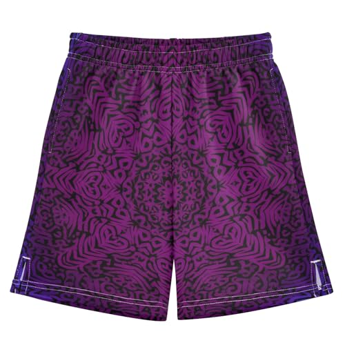 CHIFIGNO Mandala Purple Blue Pull-On Youth Shorts Elastic Waist Children Boys Thick Summer Clothes with Pockets XS