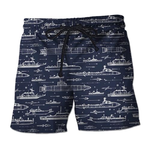 Submarine Veteran Mens Swim Trunks - Navy Submarine Hawaiian Mens Swim Short Beach Shorts TU-SH-80