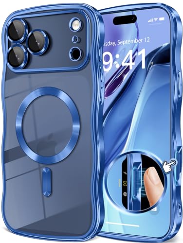Coque iPhone 17 Pro Max MagSafe GVIEWIN transparente et bleue avec protection camera