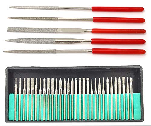 Digital Craft 30pcs 3.0mm Shank Diamond Burs Set with Box Electric Grinder Power Tool Accessories Abrasive Tools with 5pcs 3x140mm Diamond Needle File Set Handy for Ceramic Gem Stone Hobbies Crafts-picture-31