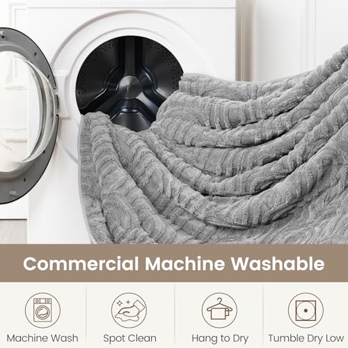 Image of Sherpa Fleece Adult Weighted Blanket Great for Sleep, 15 lbs Dual Sided Soft Fuzzy Heavy Blankets for Couch Bed Sofa, Cozy Warm Fluffy Arched Jacquard Throw for Winter (Grey, 60 inch x 80 inch, 15 Pounds)