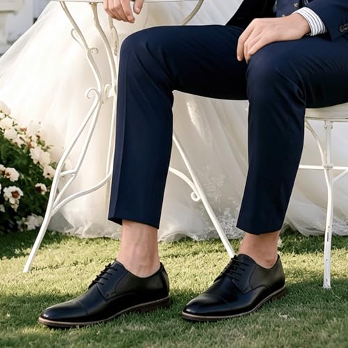 Image of Men Dress Shoes Formal Lace Up Latex Insole Oxford Business Wedding Leather Derby Shoe