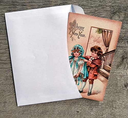 Image of PIXILUV CHRISTMAS ACITIVITIES (Pack of 12) Notecards Small Greeting Cards # Vintage Children Having Fun with Christmas Cheer ~ Vintage Christmas Postcards Reprint