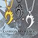 Richsteel Punk Black Masculine Flame Fire Charm Necklace Wolf Teeth Pendant with Chain for Men